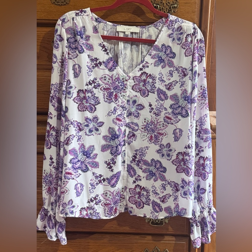 LOFT Purple Floral Women's Top